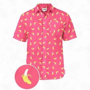 Tipsy Elves Pink Banana Print Men's Shirt